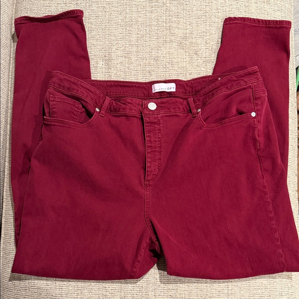 LOFT Burgundy Skinny Jeans | Curvy Skinny | Size 18 Excellent Used Condition